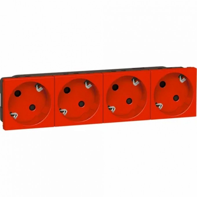 Розетка LEGRAND 4 х 2К+3 Программа Mosaic для монтажа на кабель-каналах с винтовыми зажимами красная 077614