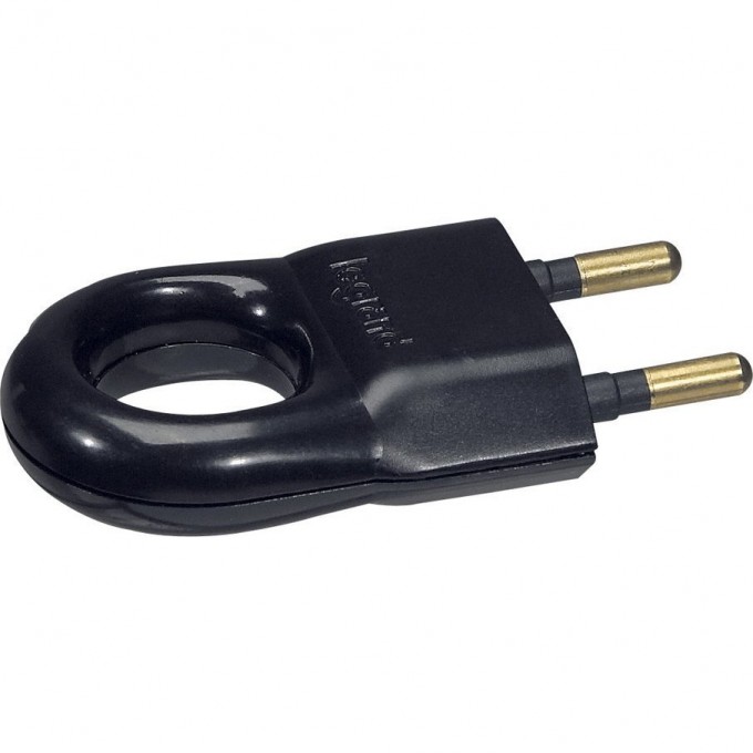 Вилка LEGRAND 2К серия Элиум 6 А с кольцом пластик чёрный 050163