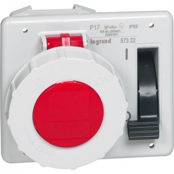 Встраиваемая розетка LEGRAND с блокировкой-выключателем и уменьшенным фланцем P17 Tempra Pro IP 55 380/415 В 16 A 3К+Н+З
