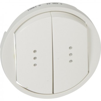 Лицевая панель LEGRAND Celiane выключатель/переключатель двухклавишный Кат. № 0 670 01/02/31/32 с подсветкой белый