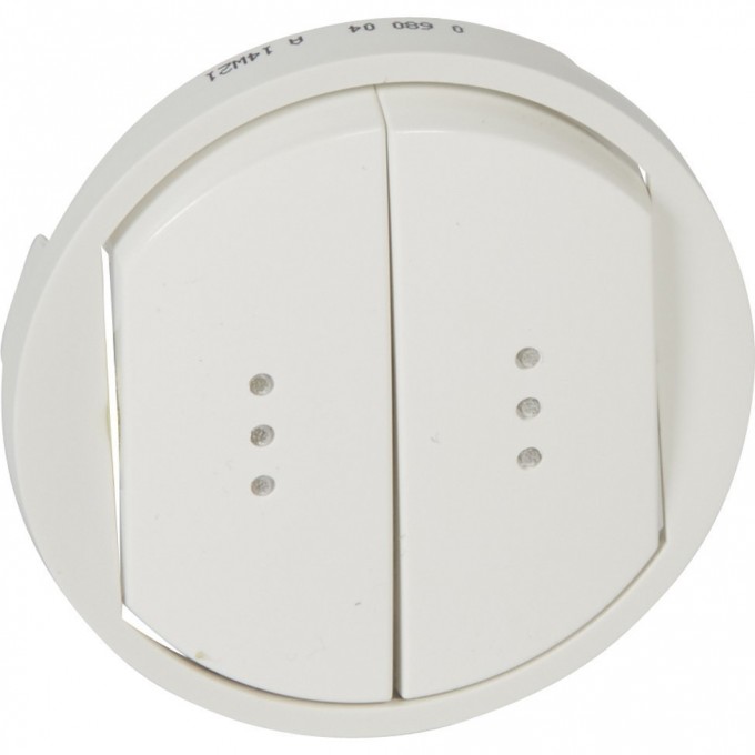 Лицевая панель LEGRAND Celiane выключатель/переключатель двухклавишный Кат. № 0 670 01/02/31/32 с подсветкой белый 068004