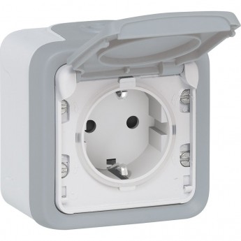 Розетка LEGRAND 2К+3 немецкий стандарт с винтовыми зажимами Программа Plexo серый 16 A 250 В