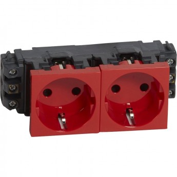 Розетка LEGRAND 2 х 2К+3 Программа Mosaic для монтажа на кабель-каналах с винтовыми зажимами красная