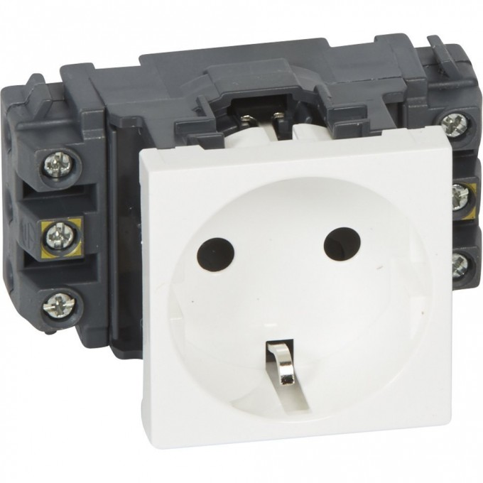 Розетка LEGRAND 2К+3 Программа Mosaic для монтажа на кабель-каналах с винтовыми зажимами белый 077601