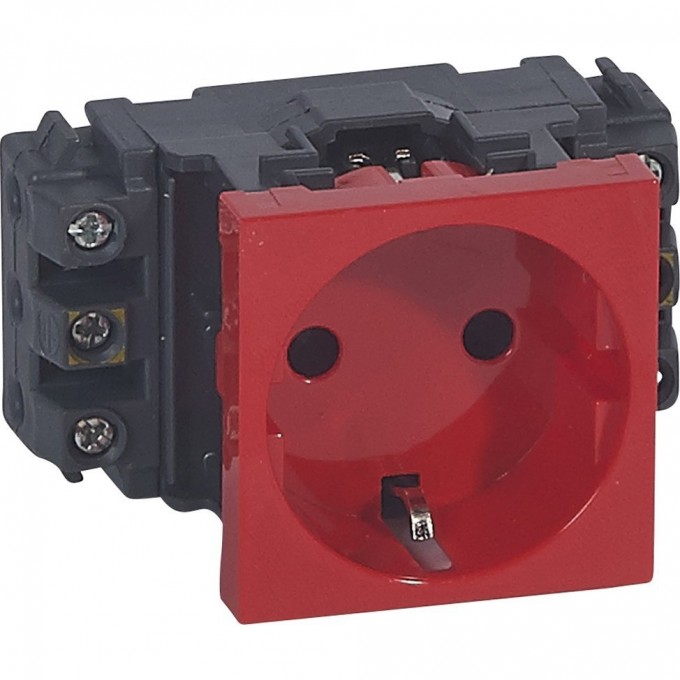 Розетка LEGRAND 2К+3 Программа Mosaic для монтажа на кабель-каналах с винтовыми зажимами красный 077611