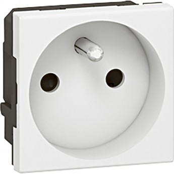 Розетка LEGRAND 2К+З правая Программа Mosaic с винтовым зажимом для повторного подкл. сечением 4 мм² 2 модуля белый