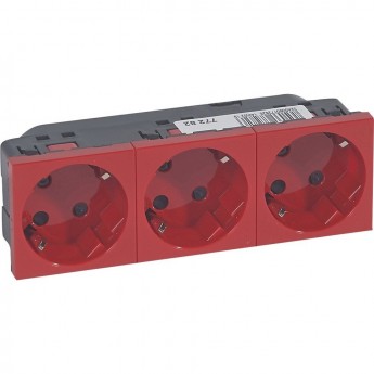 Розетка LEGRAND 3 x 2К+3 под углом 45° Программа Mosaic с механической блокировкой красный