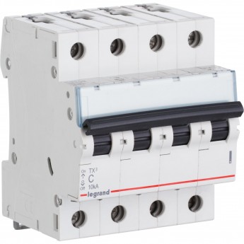 Автоматический выключатель LEGRAND TX³ 6000 6 кА тип C 4П 400 В 25А 4 модуля белый
