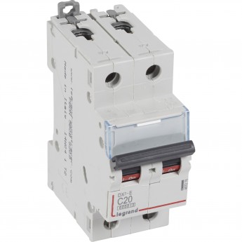 Автоматический выключатель LEGRAND DX³-E 6000 6 кА тип C 2П 230/400 В 20А 2 модуля белый