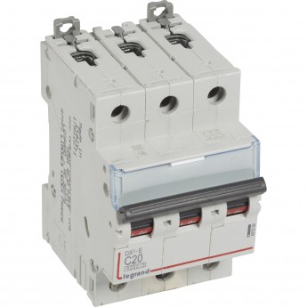 Автоматический выключатель LEGRAND DX³-E 6000 6 кА тип C 3П 230/400 В 20А 3 модуля белый