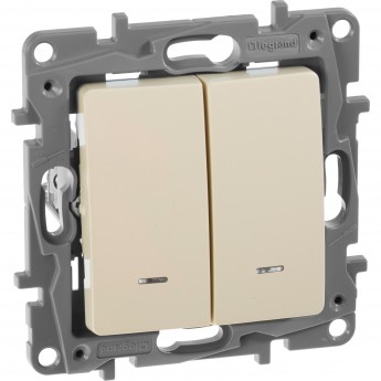 Выключатель LEGRAND Etika двухклавишный с подсветкой 10 A 250 В слоновая кость