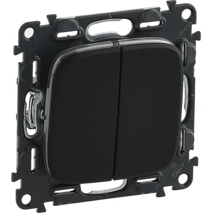 Переключатель LEGRAND Valena ALLURE двухклавишный 10А 250В с лицевой панелью безвинтовые зажимы антрацит 752918