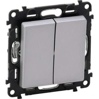 Переключатель LEGRAND Valena LIFE двухклавишный 10А 250В с лицевой панелью безвинтовые зажимы алюминий