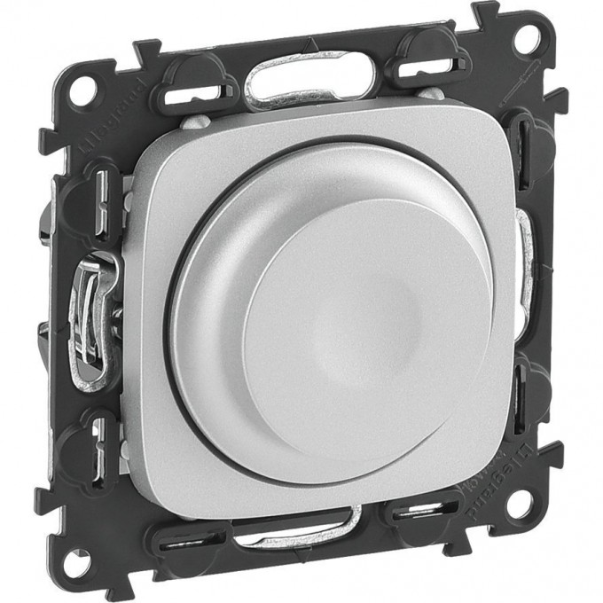 Светорегулятор LEGRAND Valena ALLURE с поворотной ручкой универсальный 300Вт без нейтрали с лицевой панелью алюминий 752960