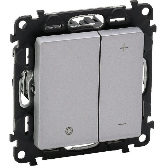 Светорегулятор LEGRAND Valena LIFE кнопочный универсальный 400Вт без нейтрали с лицевой панелью цвет алюминий 752662