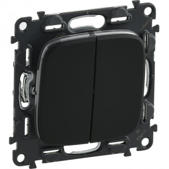 Выключатель Valena ALLURE двухклавишный 10А 250В с лицевой панелью безвинтовые зажимы антрацит