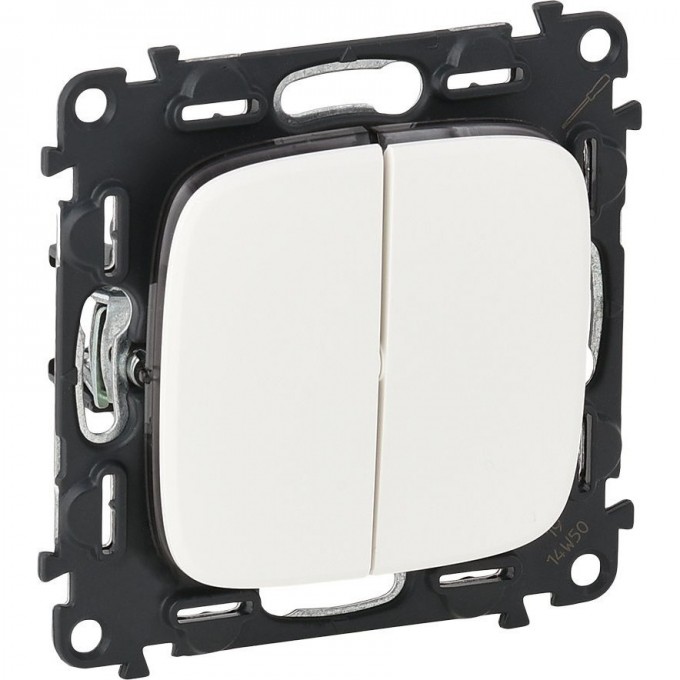 Выключатель Valena ALLURE двухклавишный 10А 250В с лицевой панелью безвинтовые зажимы белый 752705