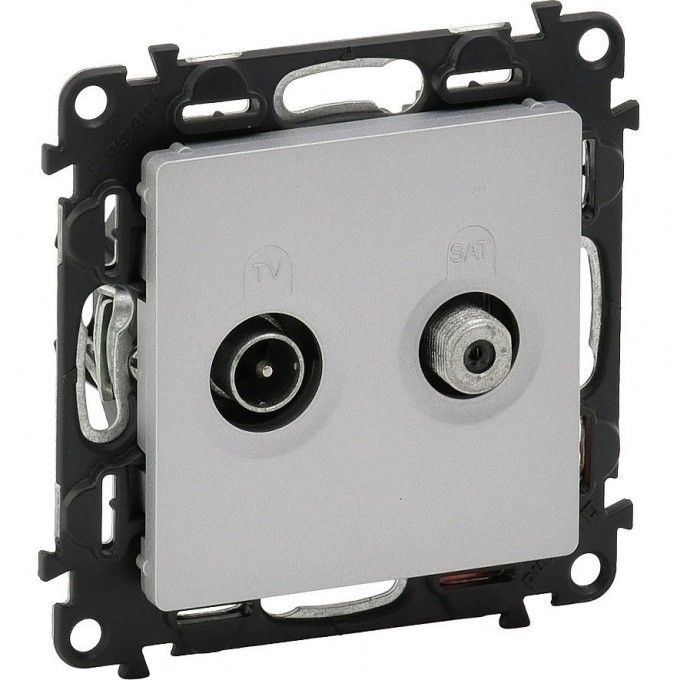 Розетка LEGRAND Valena LIFE оконечная TV-SAT 10дБ диапазоны 5-862МГц/950-2400 МГц с лицевой панелью алюминий 753662