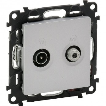 Розетка LEGRAND Valena LIFE TV-SAT двухкабельная с лицевой панелью алюминий Розетка LEGRAND Valena LIFE TV-SAT двухкабельная с лицевой панелью алюминий