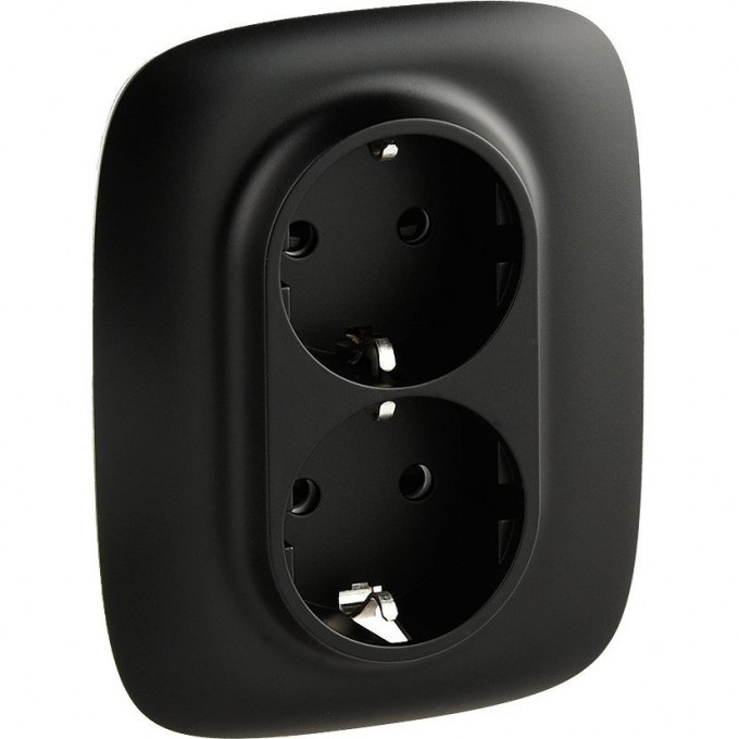 Силовая розетка LEGRAND Valena ALLURE двойная 2х2К+З 16А 250В с лицевой панелью с защитными шторками безвинтовые зажимы антрацит 753936