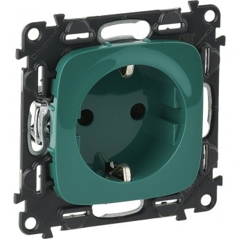 Силовая розетка LEGRAND Valena ALLURE 2К+З 16А 250В с защитными шторками безвинтовые зажимы с лицевой панелью зеленый Силовая розетка LEGRAND Valena ALLURE 2К+З 16А 250В с защитными шторками безвинтовые зажимы с лицевой панелью зеленый
