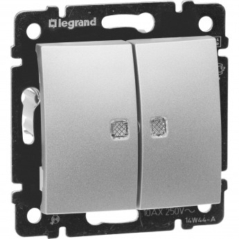 Переключатель LEGRAND Valena на 2 направления с подсветкой 10 A 250 В алюминий