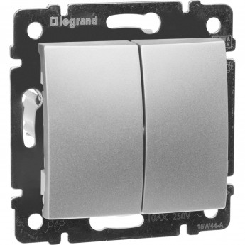 Переключатель LEGRAND Valena на два направления двухклавишный 10 A 250 В алюминий