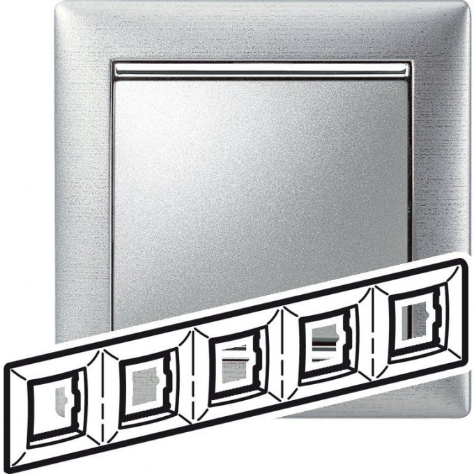 Рамка LEGRAND Valena 5 постов алюминий матовый 770335