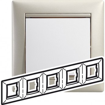 Рамка LEGRAND Valena 5 постов вертикальный и горизонтальный жемчужный
