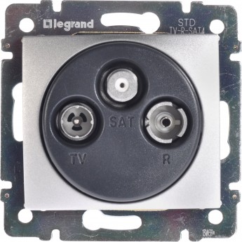 Розетка LEGRAND TV-FM-SAT двухкабельная Valena звезда 1.5 дБ 2400 МГц алюминий