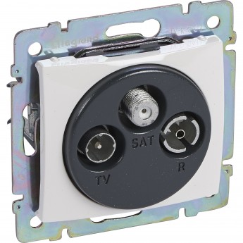 Розетка LEGRAND TV-FM-SAT двухкабельная Valena звезда 1.5 дБ 2400 МГц белый