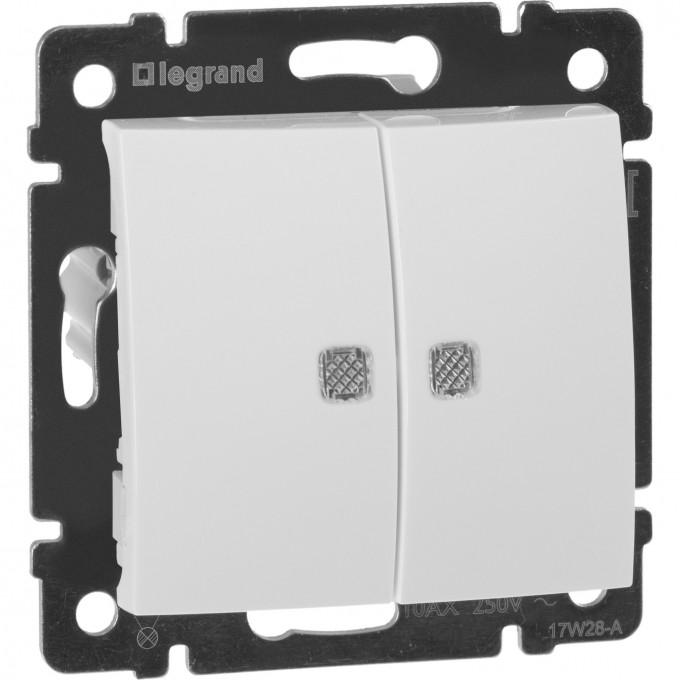 Выключатель LEGRAND Valena двойной с подсветкой переключатель на 2 направления двухклавишный с подсветкой 10 A 250 В белый 774428