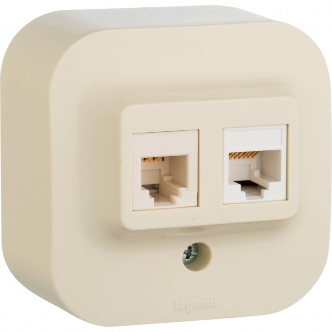 Розетка LEGRAND двойная 2 x RJ45 категория 5e UTP Quteo IP 20 слоновая кость 782251