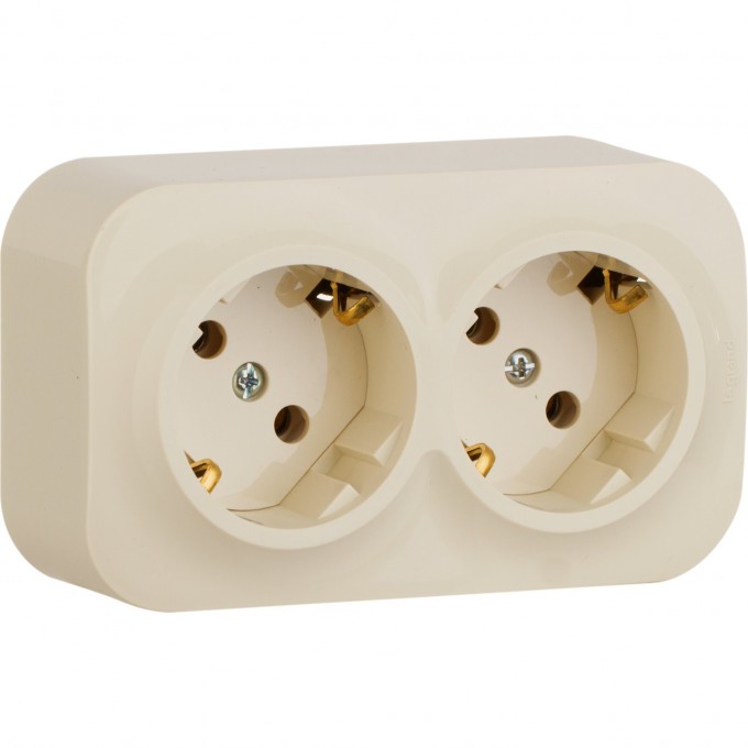 Розеточный блок LEGRAND 2 x 2К+З без шторок 16 A 250 В Quteo IP 20 слоновая кость 782243