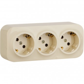 Розеточный блок LEGRAND 3 x 2К+З с защитными шторками 16 A 250 В Quteo IP 20 слоновая кость
