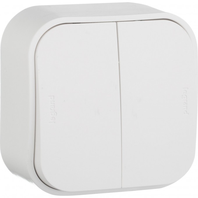 Выключатель LEGRAND двухклавишный 10 A 250 B Quteo IP 20 Белый 782202