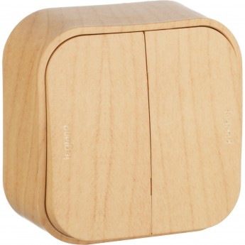 Выключатель LEGRAND двухклавишный 10 A 250 B Quteo IP 20 Дерево