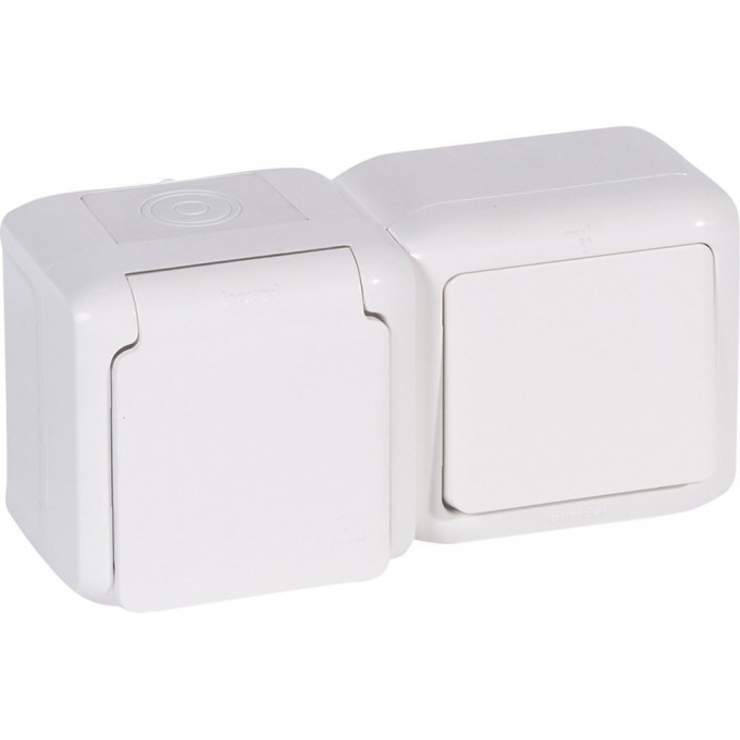 Выключатель LEGRAND Quteo 2К+З розетка с защитными шторками 16 A 250 В IP 44 белый 782318