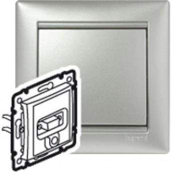 Розетка LEGRAND HD 15 + гнездо диам. 3,5 мм Valena алюминий