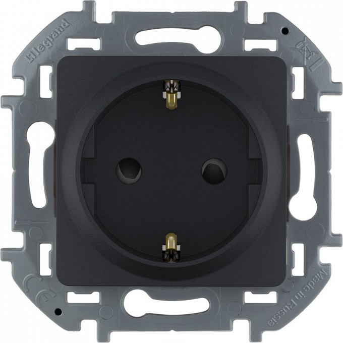Розетка LEGRAND INSPIRIA 2К+З со шторками немецкий стандарт 16 А 250 В антрацит 673733