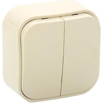 Выключатель LEGRAND двухклавишный 10 A 250 B Quteo IP 20 Слоновая кость