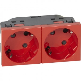 Розетка LEGRAND Mosaic 2Х2К+З под углом 45°, с механической блокировкой, красная
