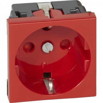 Розетка LEGRAND Mosaic 2К+З с механической блокировкой, 2 модуля, красный