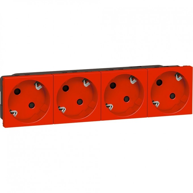 Розетка LEGRAND Mosaic 4х2к+З немецкий стандарт, угол 45, красный 77274