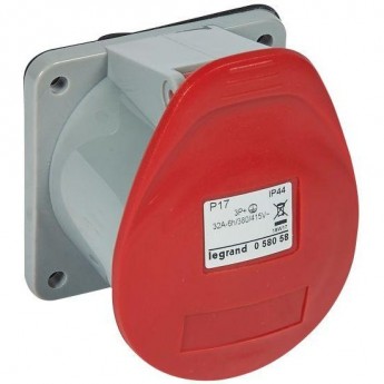 Встраиваемая прямая розетка LEGRAND P17 Tempra Pro с уменьшенным фланцем IP 44 380/415 В 32 A 3К+З