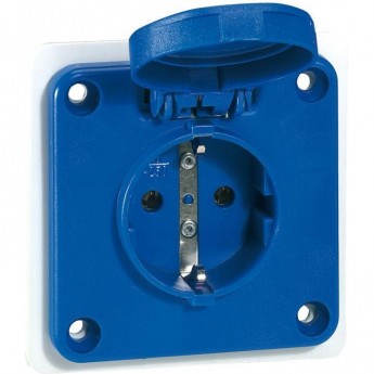 Встраиваемая розетка бытового назначения LEGRAND с уменьшенным фланцем P17 Tempra Pro немецкий стандарт без шторок синий